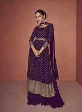 Real Georgette Fancy Embroidered Salwar Suit in Purple